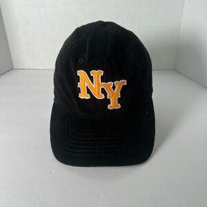 Mad‎ Engine Black Corduroy NY Yankees Baseball Cap Hat Adjustable Strap